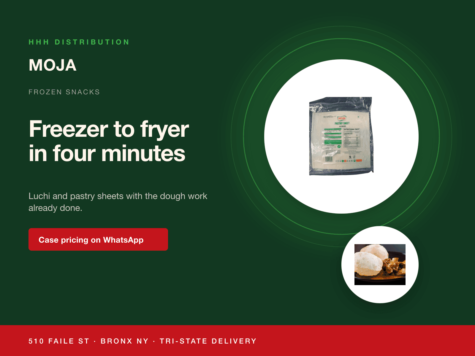 Moja frozen snack pack on a wholesale supply banner
