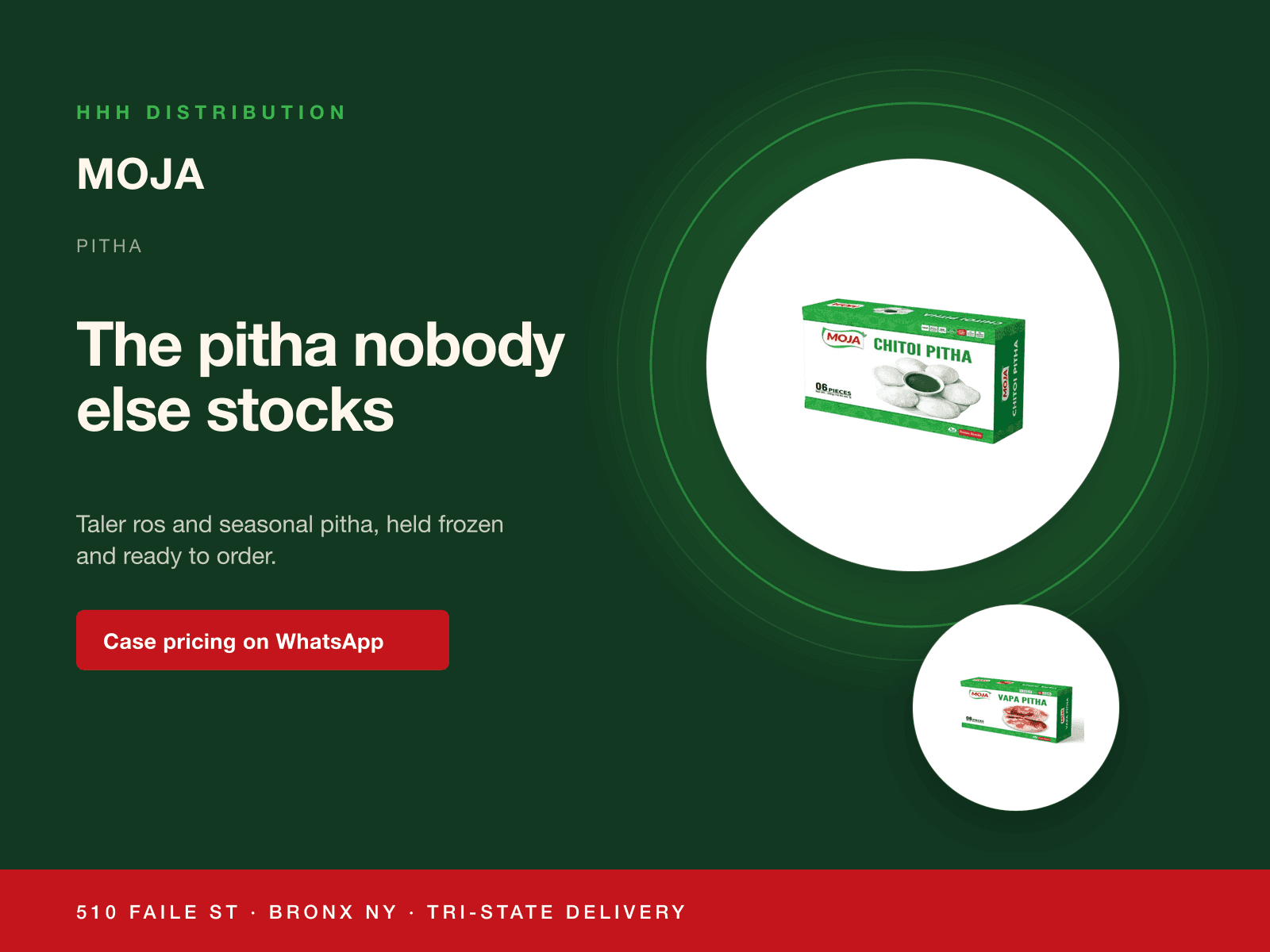 Moja pitha product on a wholesale supply banner