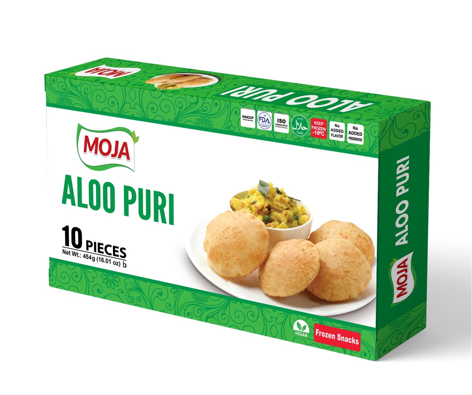 Moja Aloo Puri (45.4gm X 10 Pcs) — Frozen Snacks