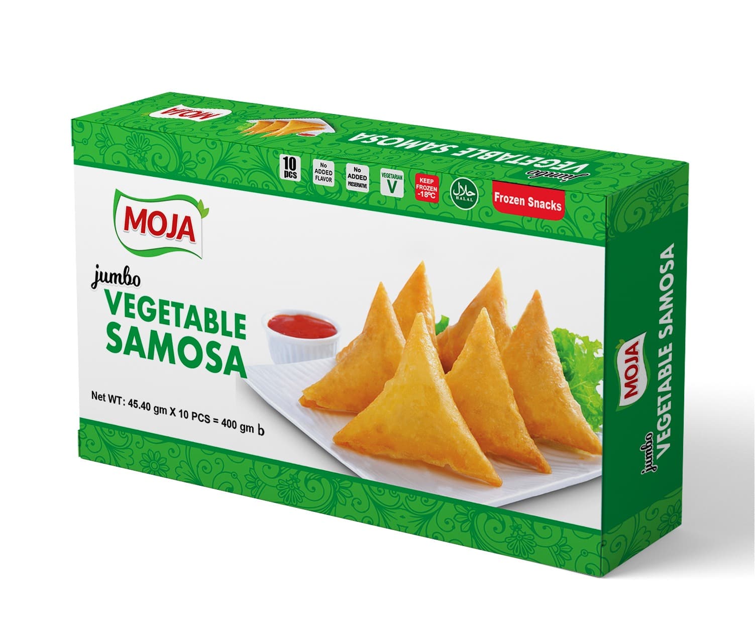 Moja Jumbo Vegetable Samosa (80gm X 20 Pcs) — Frozen Snacks