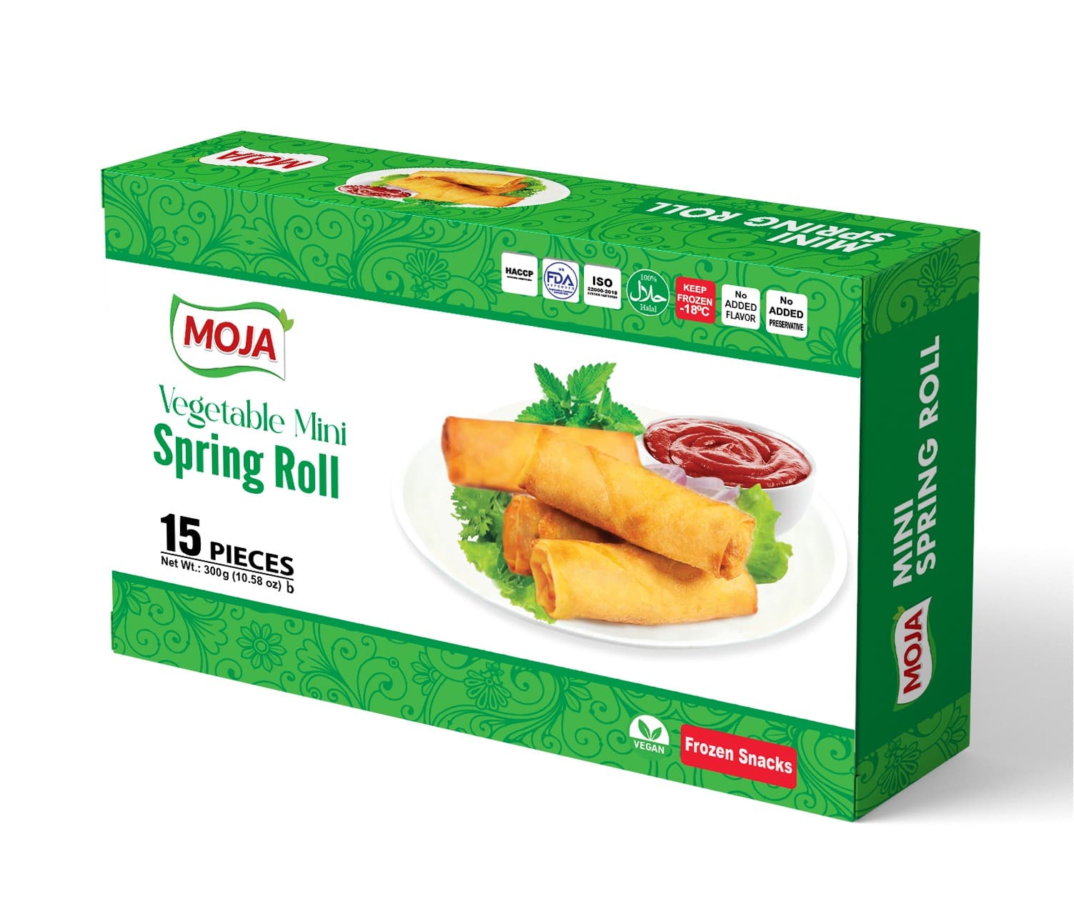 Moja Mini Vegetable Spring Roll (20gm X 15 Pcs) — Frozen Snacks